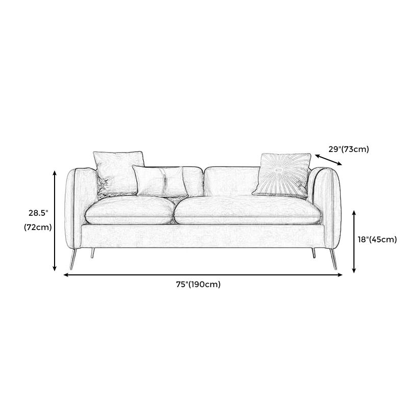 Modern Standard Faux Leather Sofa 3 Seater Square Arm Sofa for Living Room