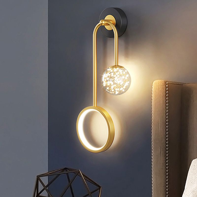 Metal Arc Shape Wall Light Nordic 2 Lights LED Wall Sconce for Living Room