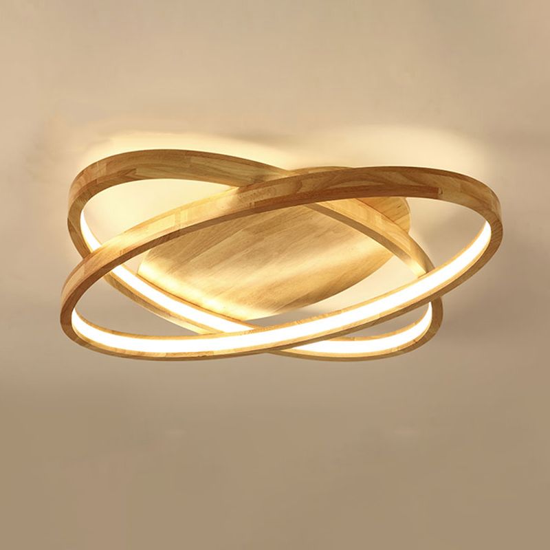 Legno Ellipse LED Flush Monte Contemporary Beige Flushmount Massimale Luce per Living Room
