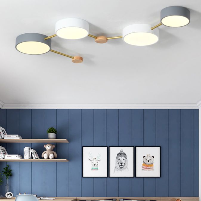 New Modern Sputnik Flush Mount Ceiling Light Metal Bedroom Flush Light in Grey