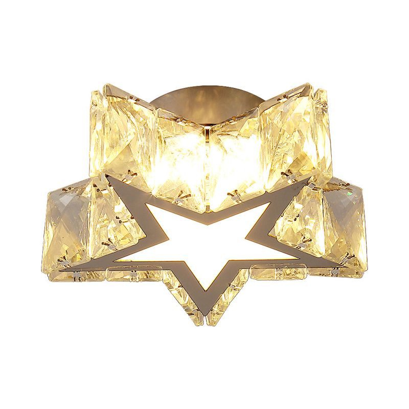 Star-Shaped Flush Mount Light Contemporary Clear Crystal 6.5"/10" W LED Corridor Close to Ceiling Lamp