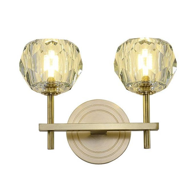 Nordic Brass Wall Light Globe Gold Wall Sconce with Crystal for Living Room