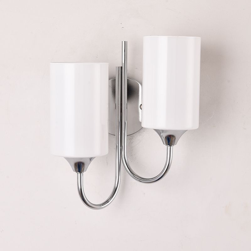 Modern Style Cylinder Wall Sconce Lights Glass 2 Lights Wall Mount Lighting