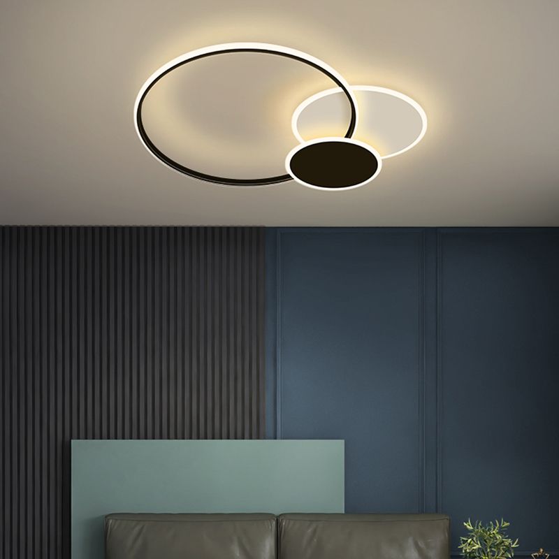 Contemporary Circular Flush Light Metal 3 Light Flush Mount Ceiling Fixture