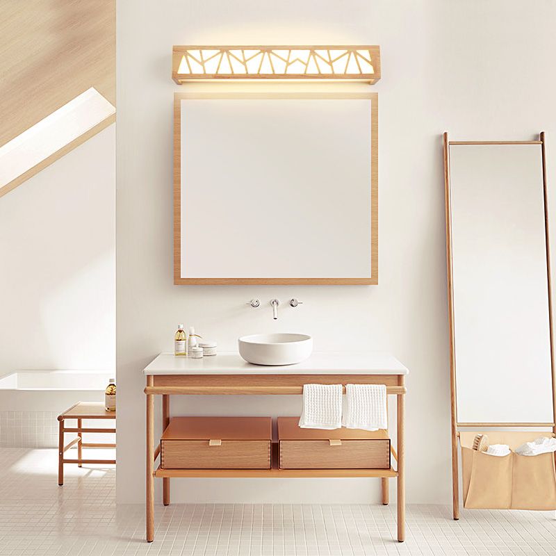 Illuminazione rettangolare nido rettangolare lampada montata a parete da bagno a legno in legno in beige