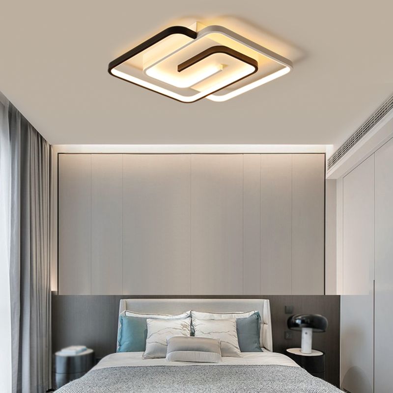 LED Modern Metal Flush Mount Linear Shape Ceiling Light with Acrylic Shade for Bedroom