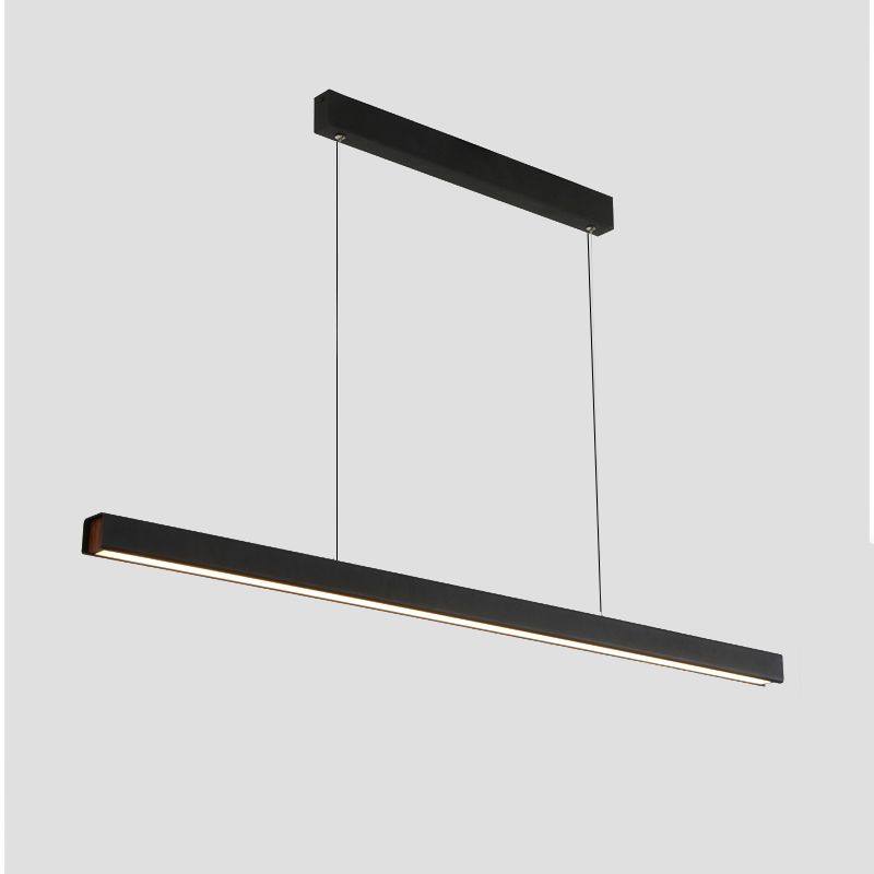 Black Linear LED Pendant Light Metal Acrylic Hanging Lamp for Dining Room