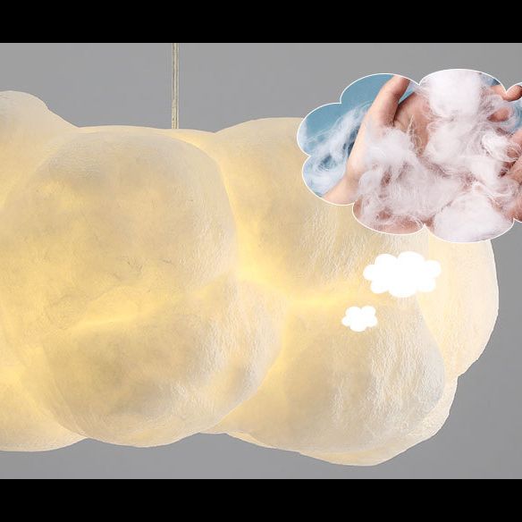 Creative Cloud Shape Hanging Light Modern Style Cotton Decorative Lighting Pendant for Bedroom