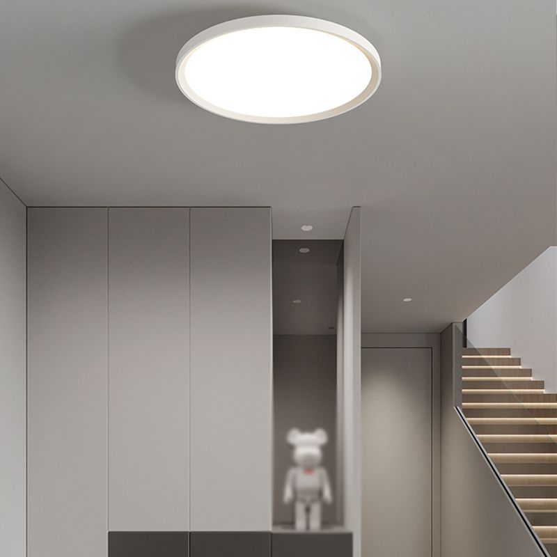 Matte White LED Flush Mount Plastic & Acrylic Round Ceiling Flush
