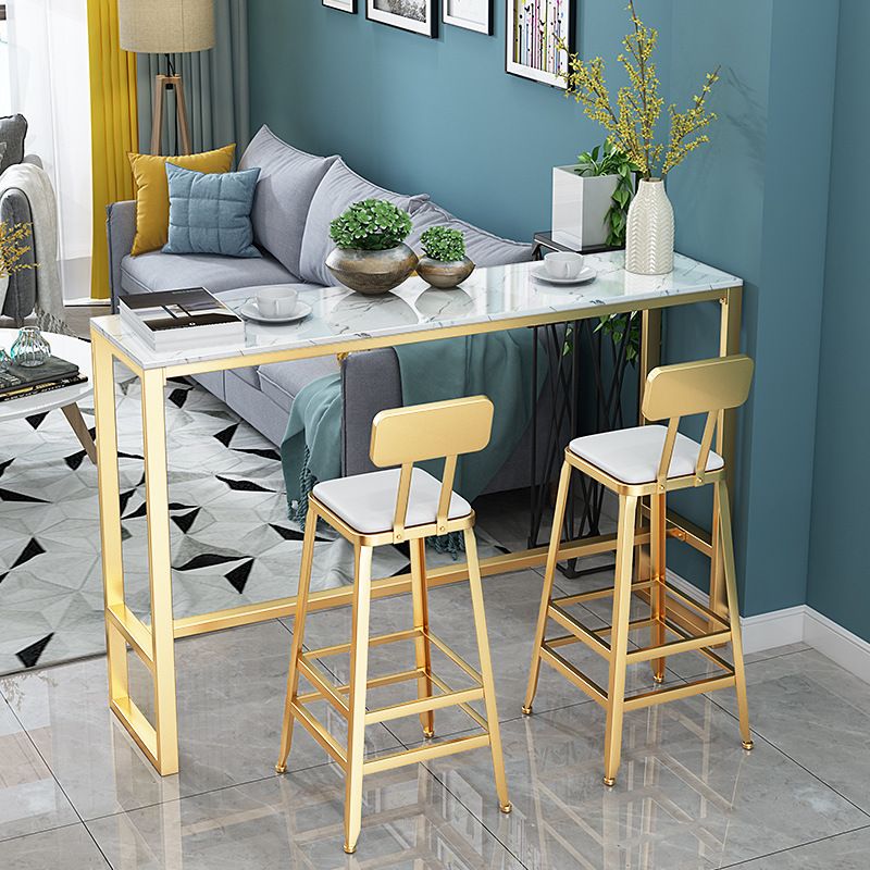 Glam Pub Table Faux Marble Bar Height Rectangle Bar Table for Indoor