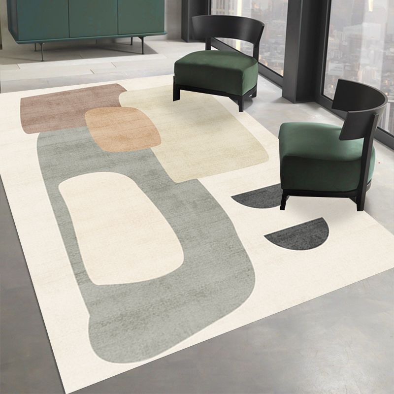 Simplicity Patchwork Rug Polyester Indoor Carpet Non-Slip Backing Area Rug for Home Decoration