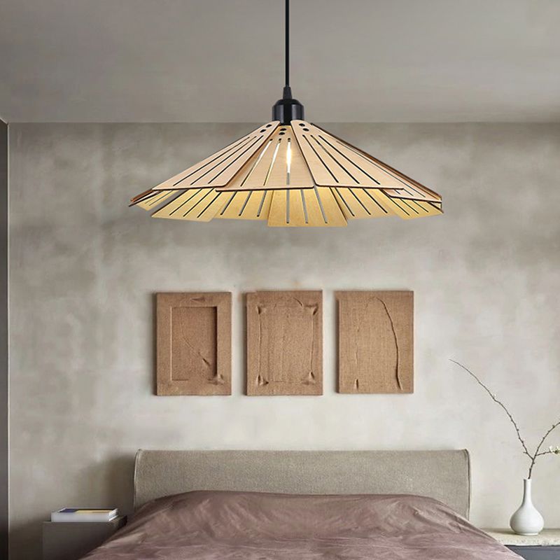 Côté à cône en bois Éclairage pendentif style moderne 1 lumière suspendue pour le salon