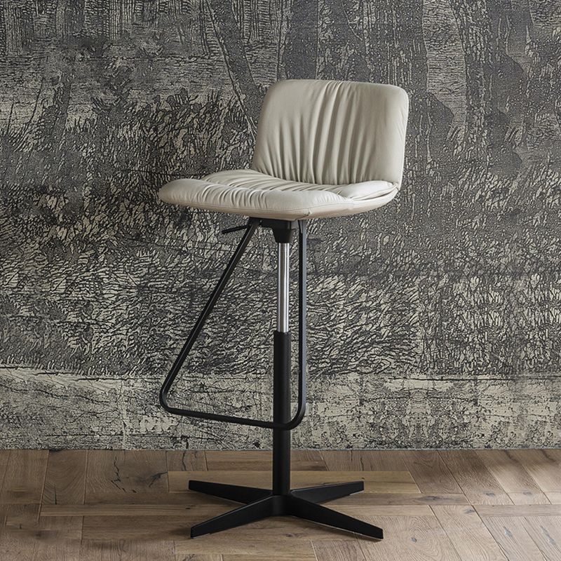 Industrial Armless Counter Stool Leather Adjustable Height Bar Stool for Indoor