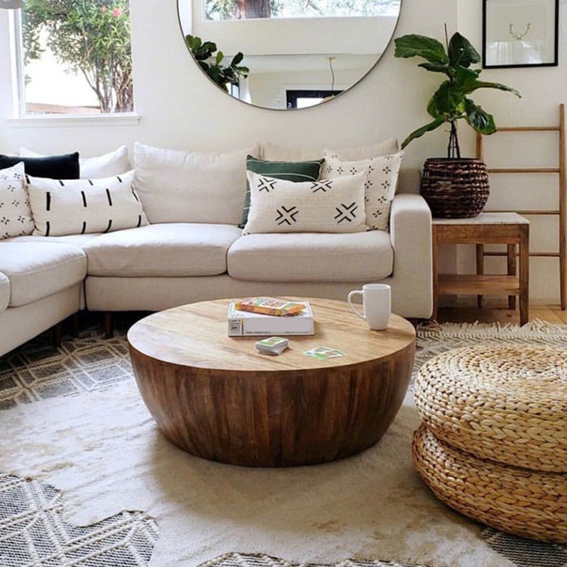 Distressed Wood Coffee Table Scandinavian 14.96" H 1 Single Cocktail Table