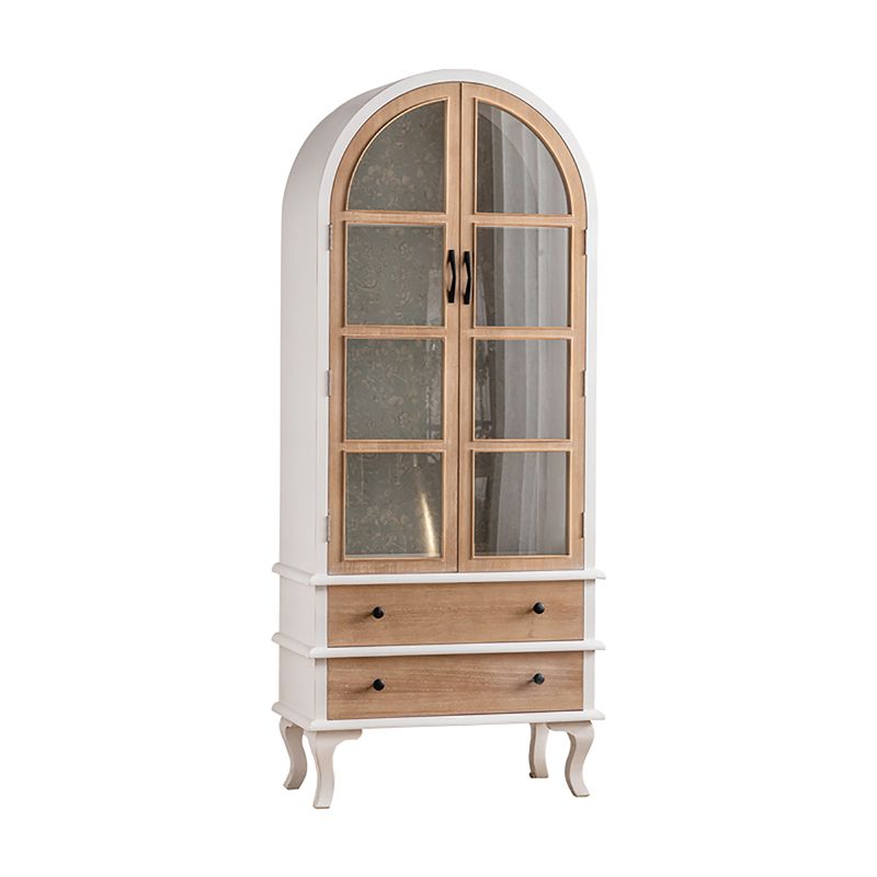 Glass Door Accent Cabinet Distressed Wood Industrial Storage Cabinet
