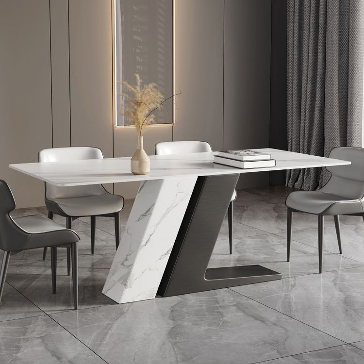Modern Stainless Steel Dinette Set 1/2/5/7 Pieces Sintered Stone Top Dining Table Set