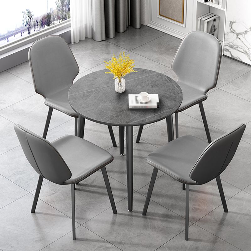 31.5-inch Metal Industrial Dining Table Sintered Stone Top Table with 4 Legs