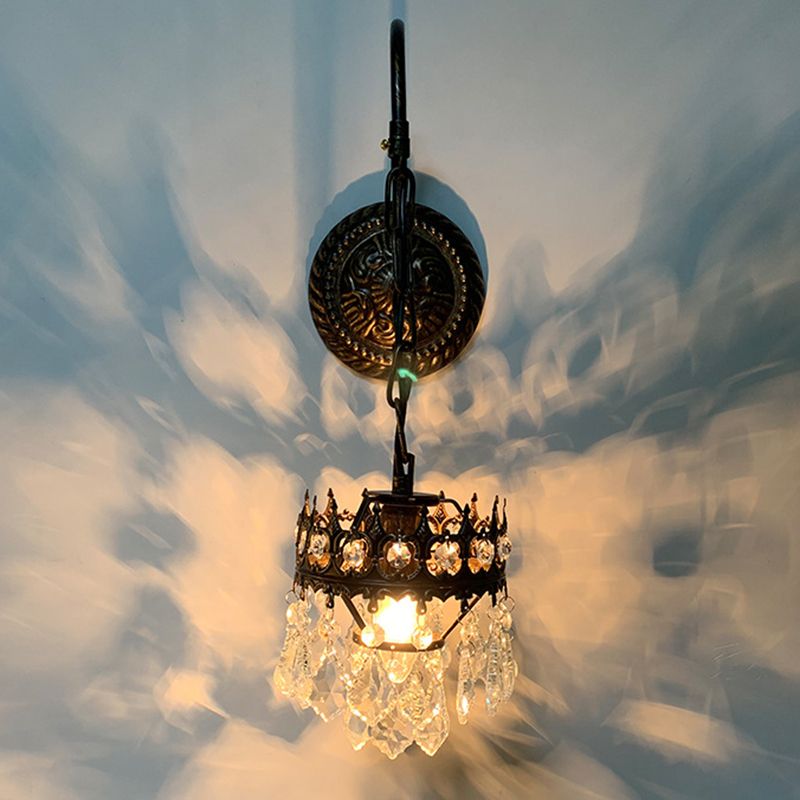 Iluminación montada en la pared de 1 luces de estilo moderno de brazo curvo de cristal lámpara de luz en latón