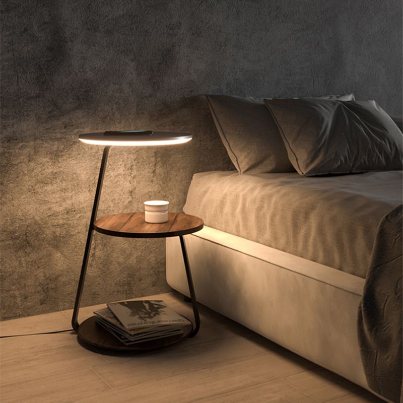 Modern Solid Wood Round 3-Tier Living Room Accent Side Table