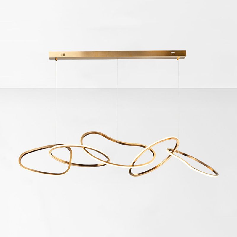 Linear Shape Metal Chandelier Light Modern Multi Lights Chandelier Light Fixture in Gold