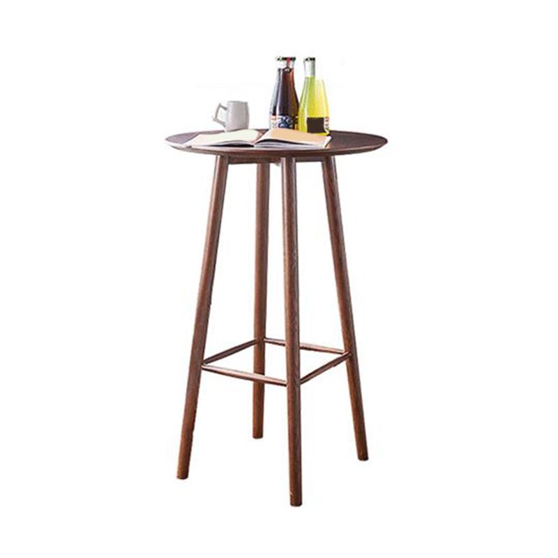 Modern Style Bar Table Set 1/2/3 Pieces Round Solid Wood Bar table with Backless Stools
