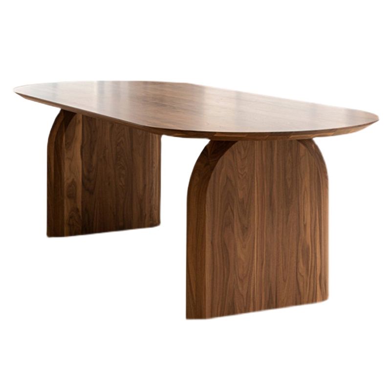 Solid Pine Wood Rectangle Dining Table Contemporary Kitchen Wood Table with Double Pedestal