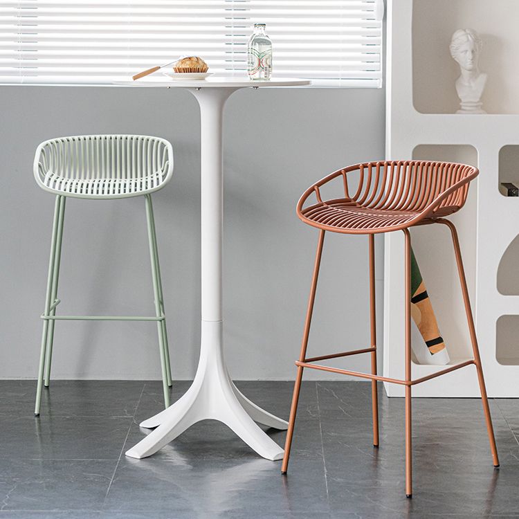 Contemporary Footrest Metal Barstool Matte Finish Restaurant Stool