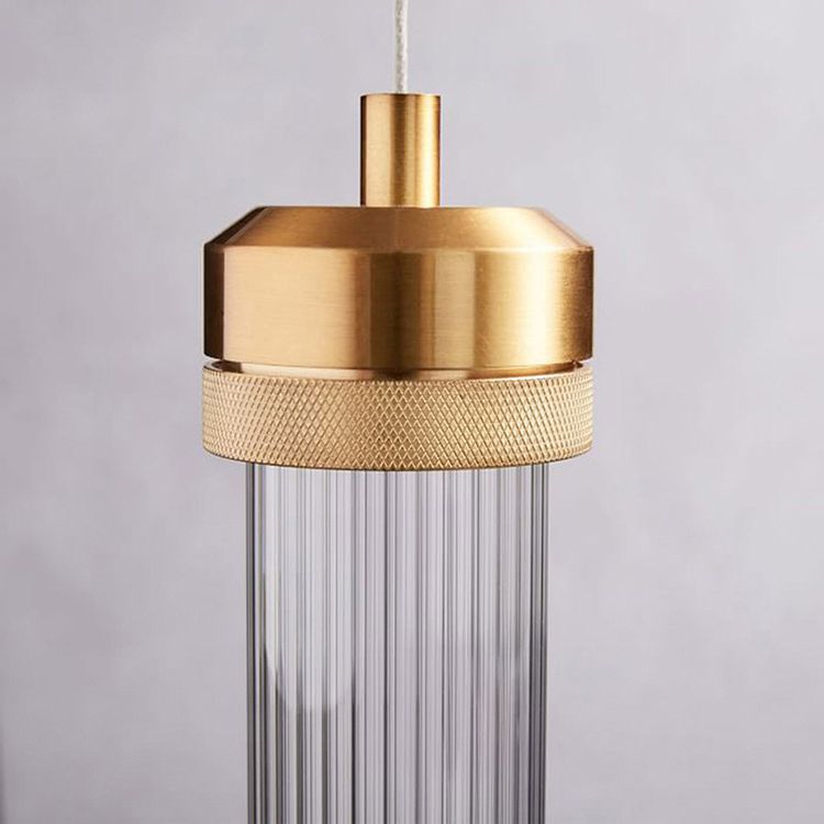 Contemporary Glass Hanging Light 1-Light Cylinder Suspension Pendant for Bedroom