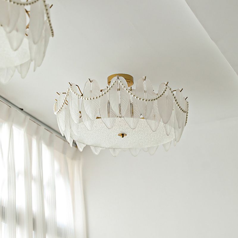 Semi Flush Mount Light Modern Glass Semi Mount Lighting for Bedroom