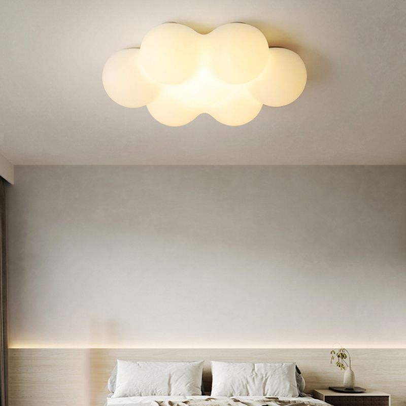 Kids Style LED Ceiling Mount Plastic Cloud Shape Flush Mount in White