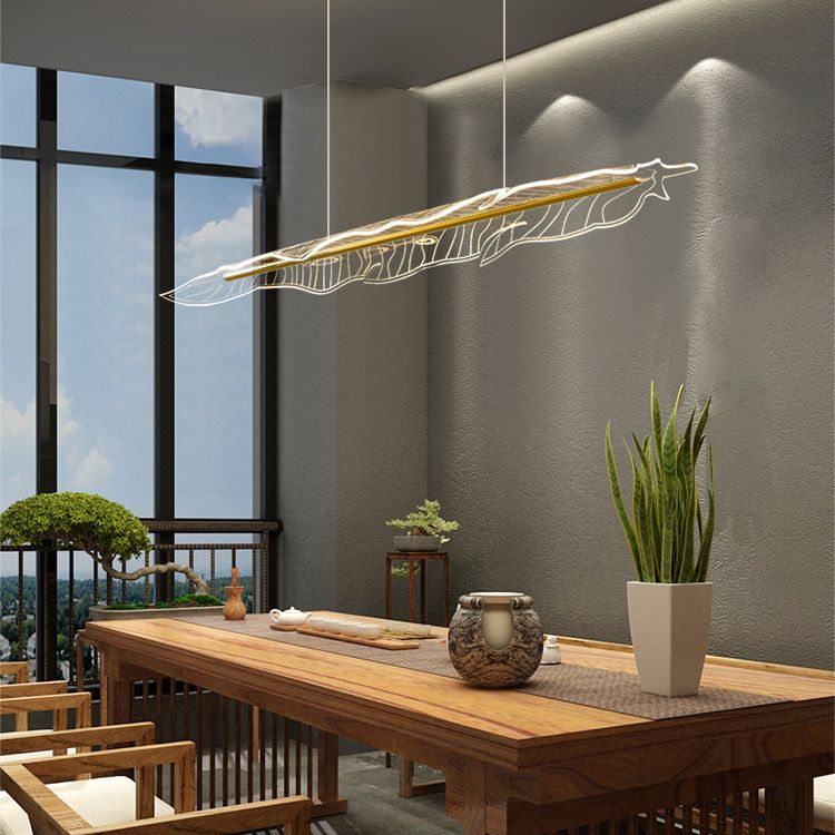 Stile contemporaneo in alluminio Luci appese a sospensione Gold Isola Linear Lucile per sala da pranzo
