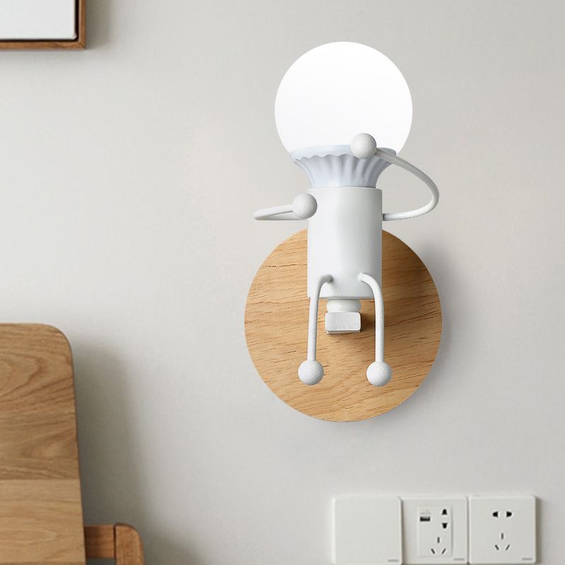 Luz de pared de pared para niños de metal caricaturas de 1 lámpara gris/blanca/pared verde de 1 luces para dormitorio