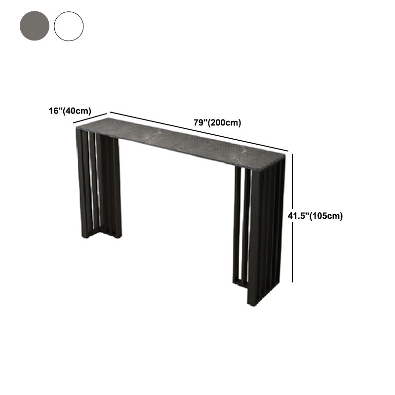 Rectangle Stone Bar Table Contemporary Bar Table with Double Pedestal Base