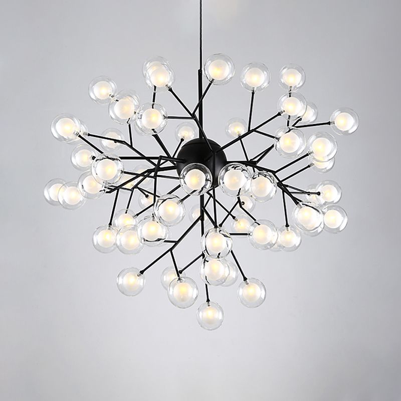Simplicity LED Chandelier Lamp Bubble Pendant Lighting with Dual Glass Shade for Living Room