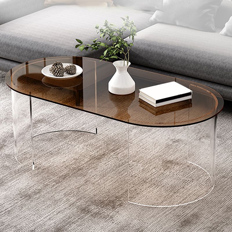 Modern Coffee Table 17.71" High Coffee Table with Acrylic 2 Legs