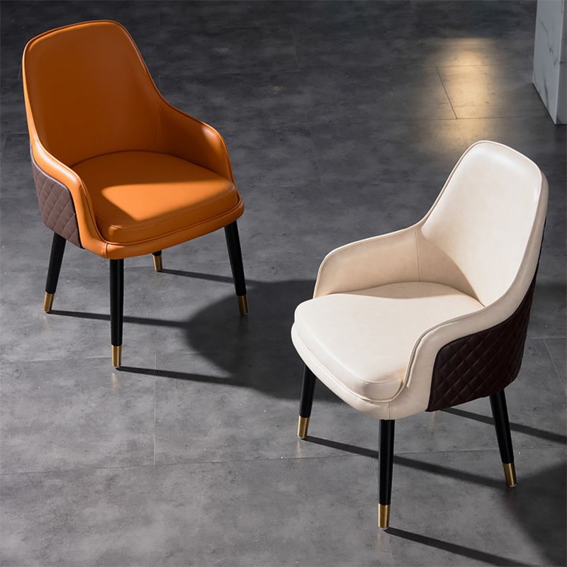 Leather Arm Chair Glam Style Indoor Dining Chair for Dining Room