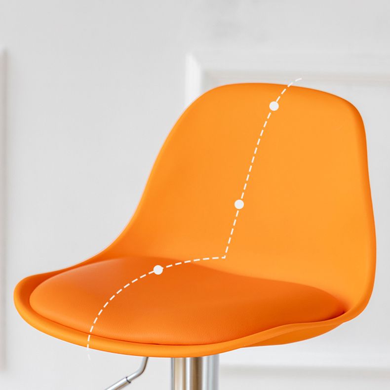 Living Room Nordic Liftable Barstool Leather Bar Stool with Silver Base