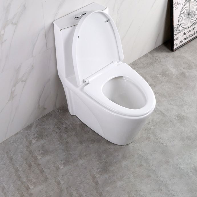 Contemporary Elongated Toilet Bowl Gravity Flush Toilet with Seat for Bathroom