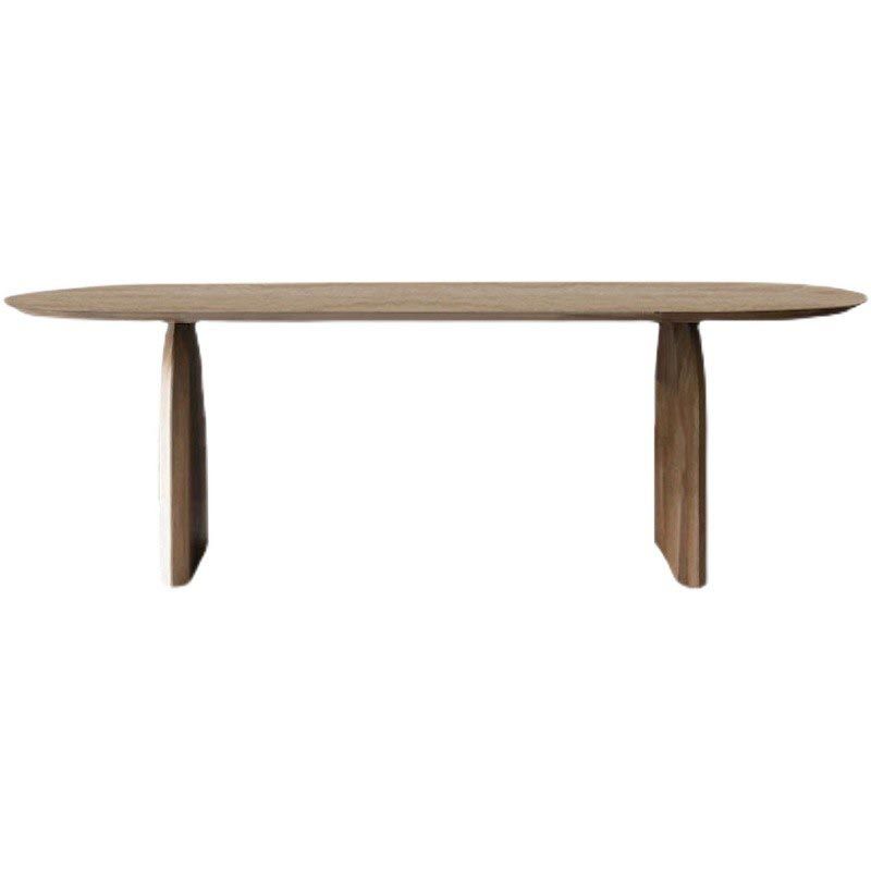 Oval Solid Wood Dining Table Modern Natural Furniture with Double Pedestal for Office