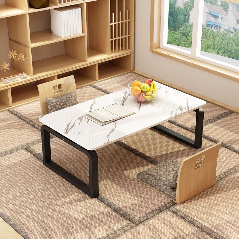 11.8"H Modern Sled Metal Base Square Top Coffee Table for Apartment