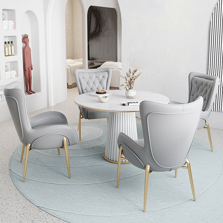 1/5 Pcs Metal Contemporary Dining Room Set with Round Indoor Table Dinette Set