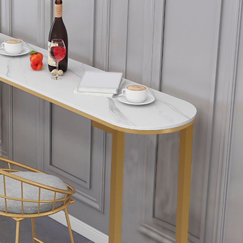 Contemporary Free Form Bar Table with Metal Base for Living Room