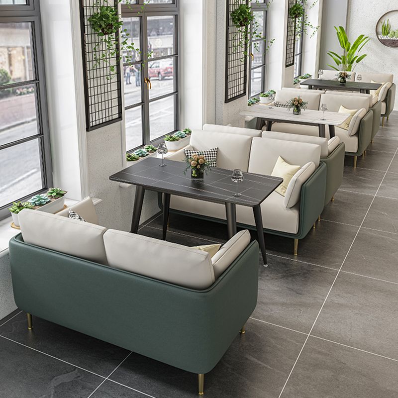 Contemporary Fabric Cushions Sofa 33.46"High Pillow Top Arm Sofa for Restaurant
