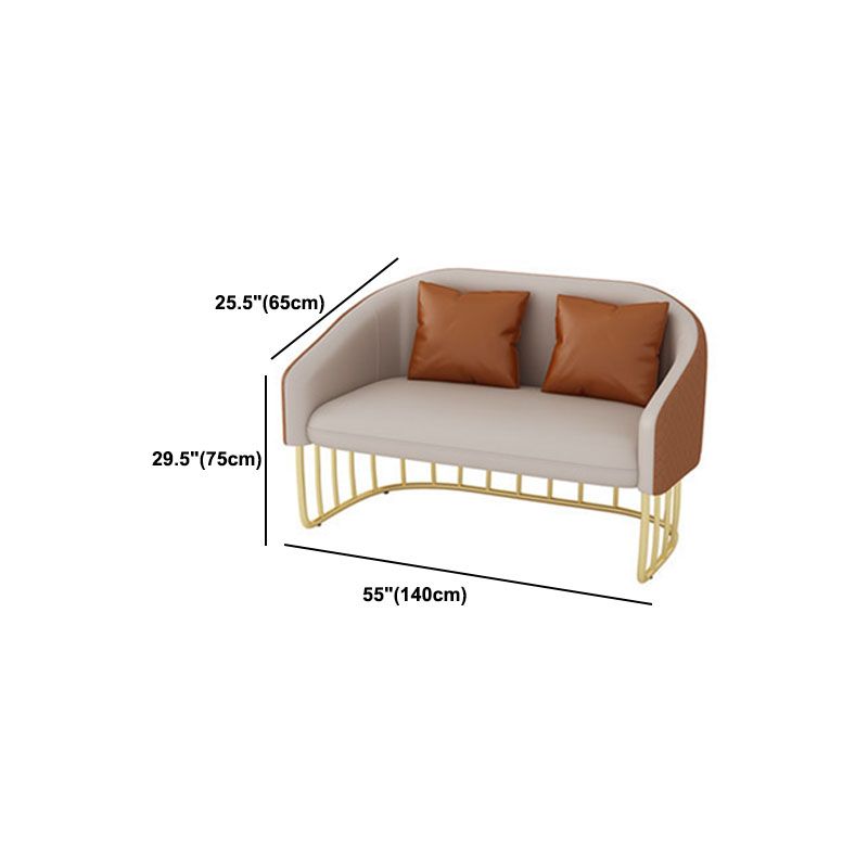 Sloped Arm Sofa Faux Leather 25.59" Wide Sofa with Gold Frame
