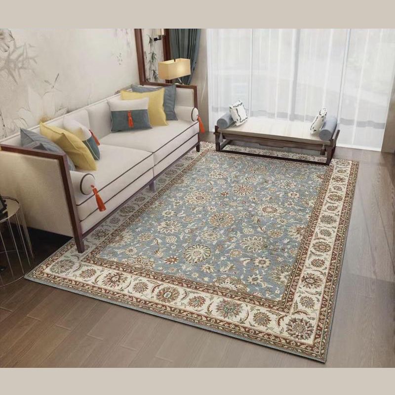 Green Indoor Room Carpet Vintage Medallion Rug Polyester Washable Indoor Rug