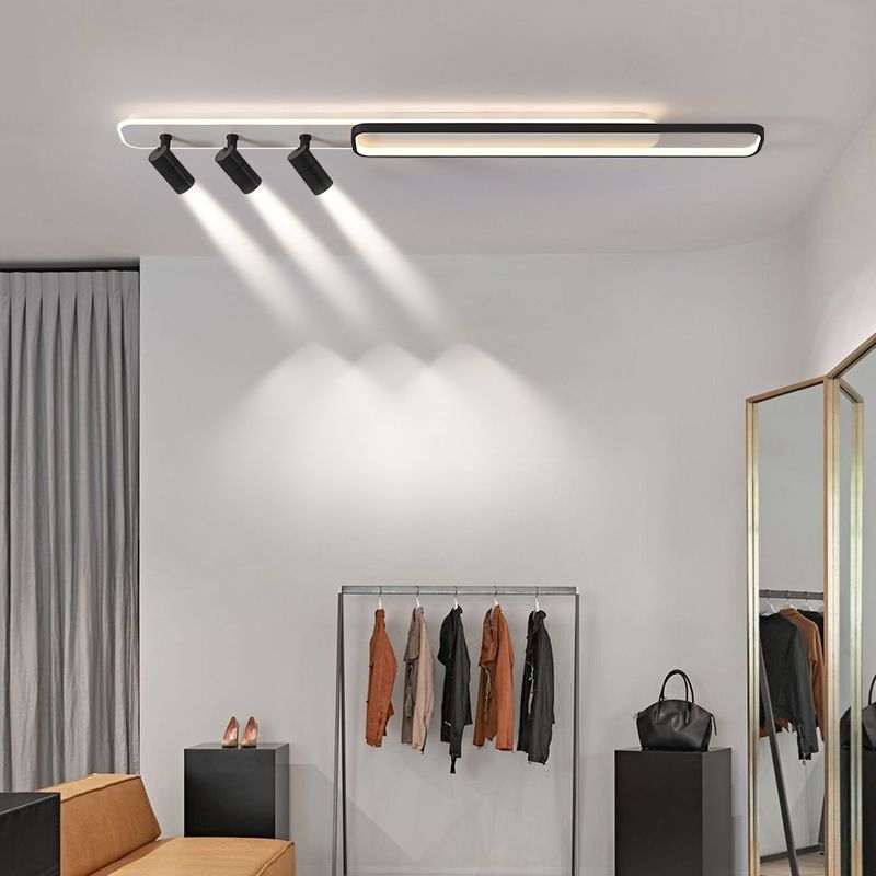 Lámpara de techo de metal de estilo minimalista moderno con montaje semi empotrado LED acrílico rectangular para pasillo