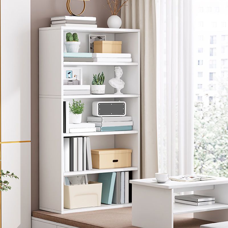 Modern Engineered Wood Bookshelf Standard Vertical Bookcase in Burnish
