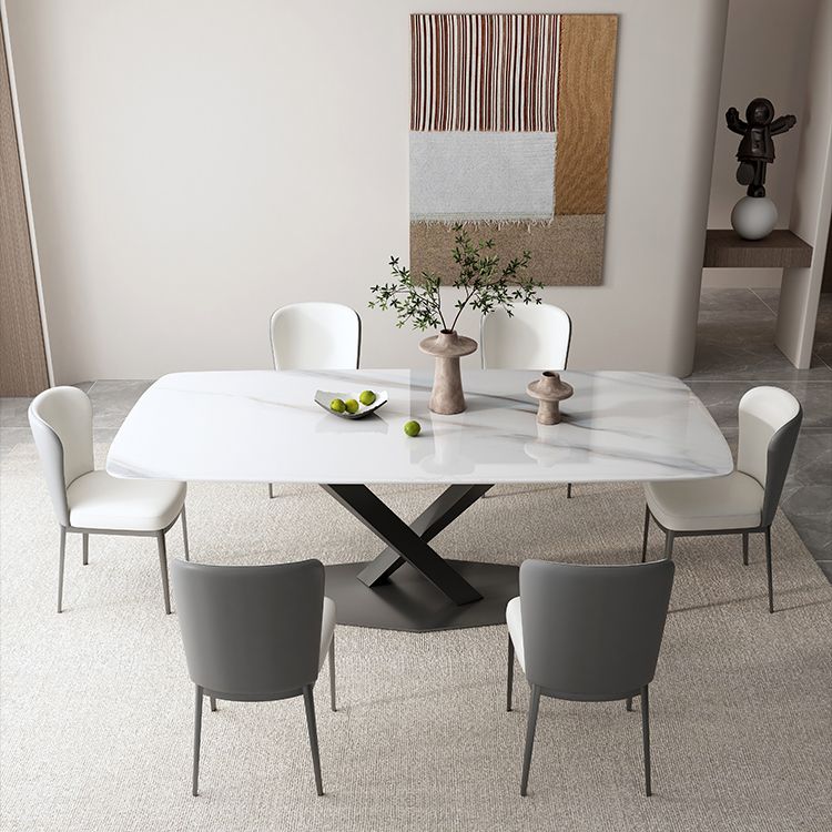 White and Black Dinner Table Rectangle Dinner Room Kitchen Table