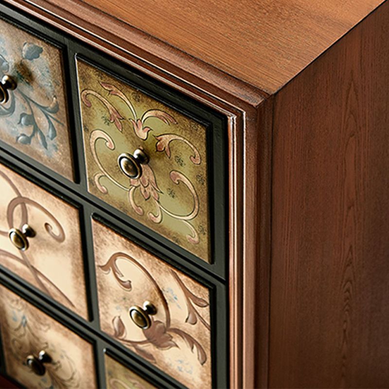 Traditional Wooden Bedroom Chest Horizontal Storage Chest with Drawers