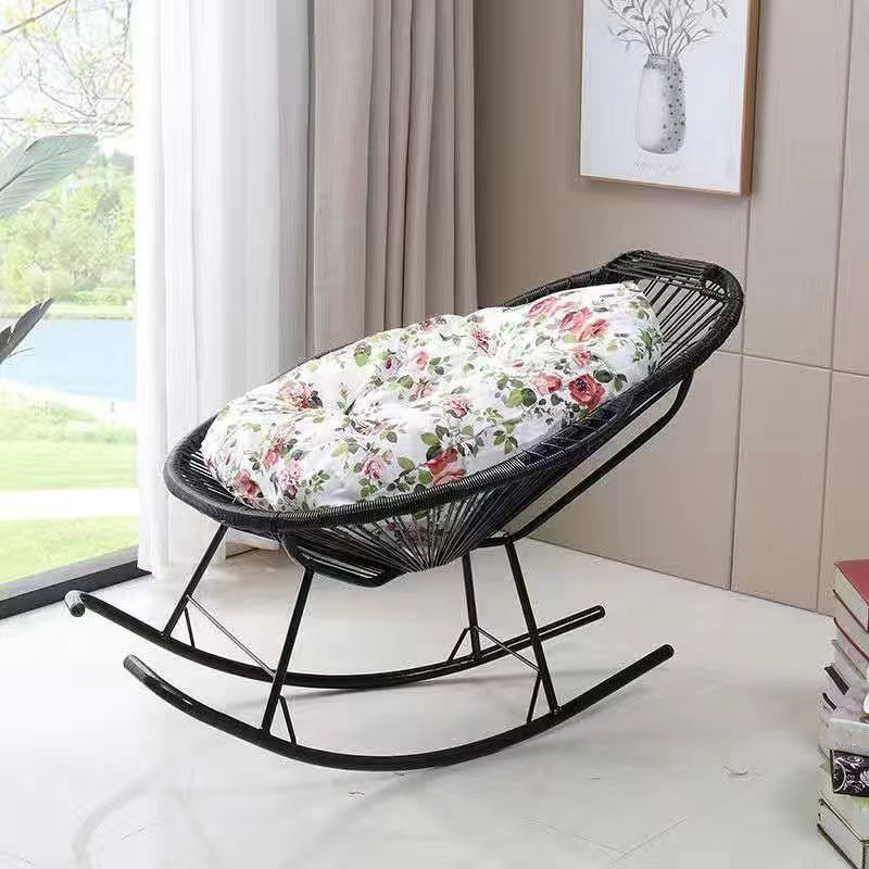 Contemporary Rocking Chair Wicker Wing Chair Back Solid Color Indoor Rocking Chair